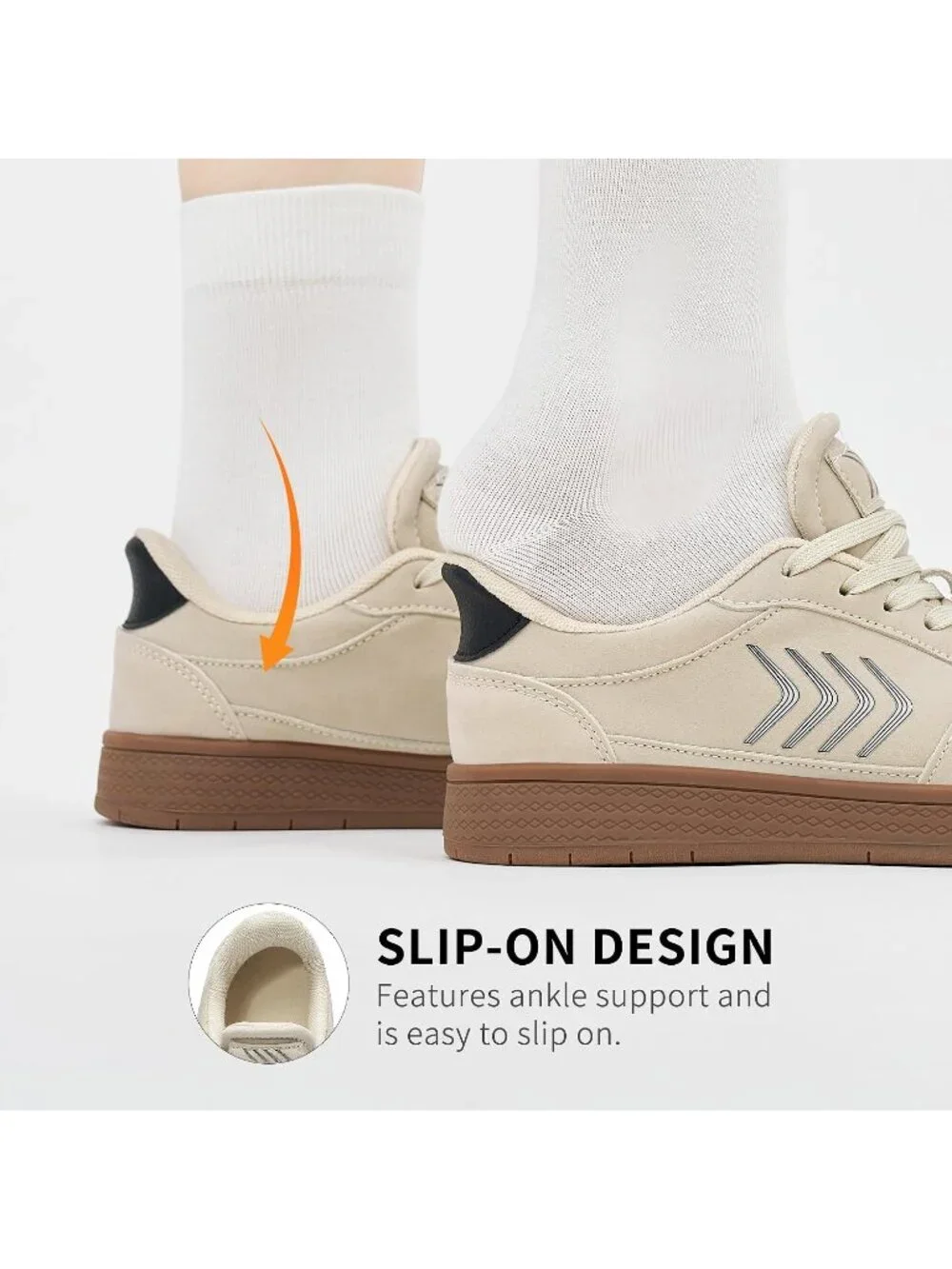 Women's Beige Lightweight Slip On Comfortable Chic Color Casual Fashion Sneaker